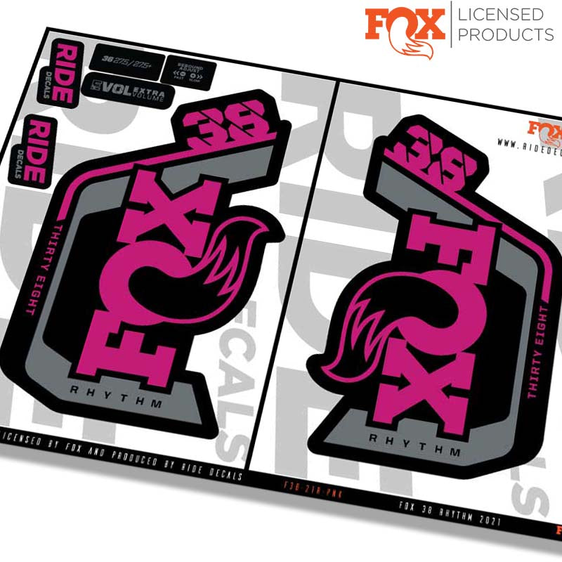 Fox 38 Rhythm fork decals- pink- ride decals