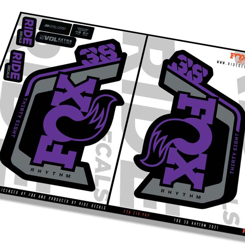 Fox 38 Rhythm fork decals- purple- ride decals