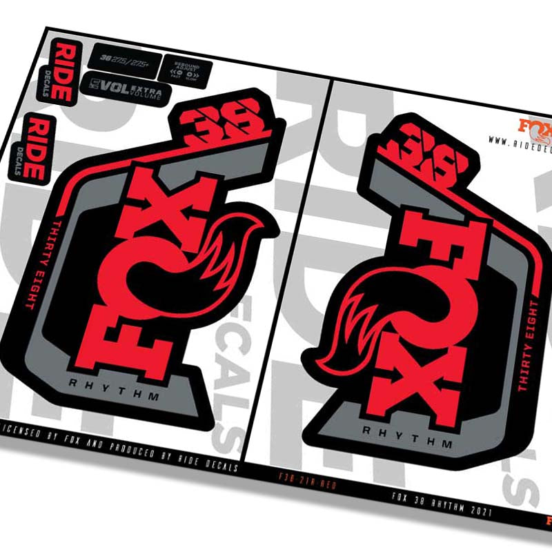 Fox 38 Rhythm fork decals- red- ride decals