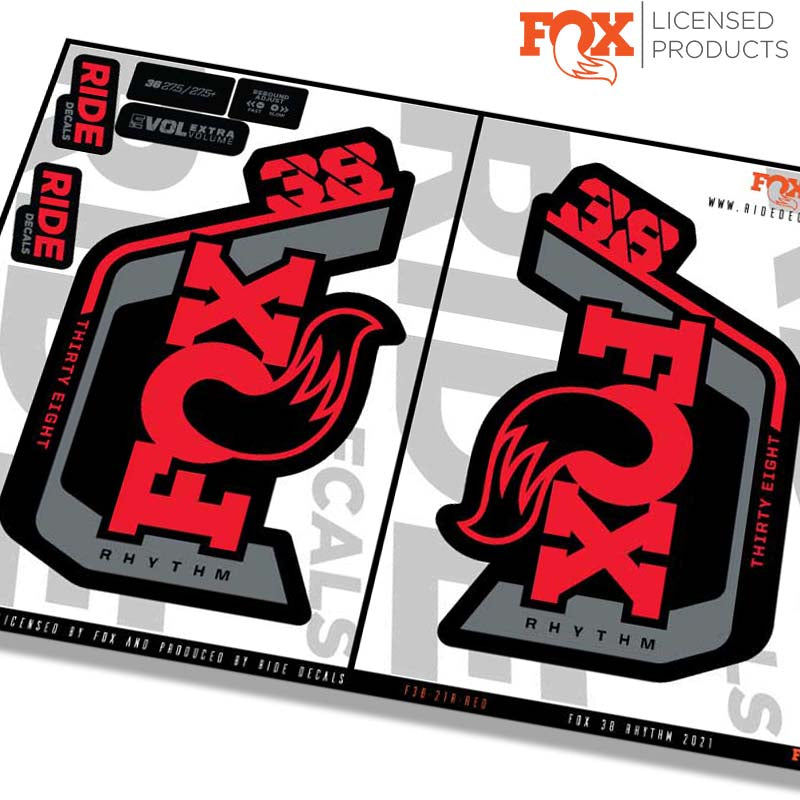 Fox 38 Rhythm fork Stickers- red- ride decals