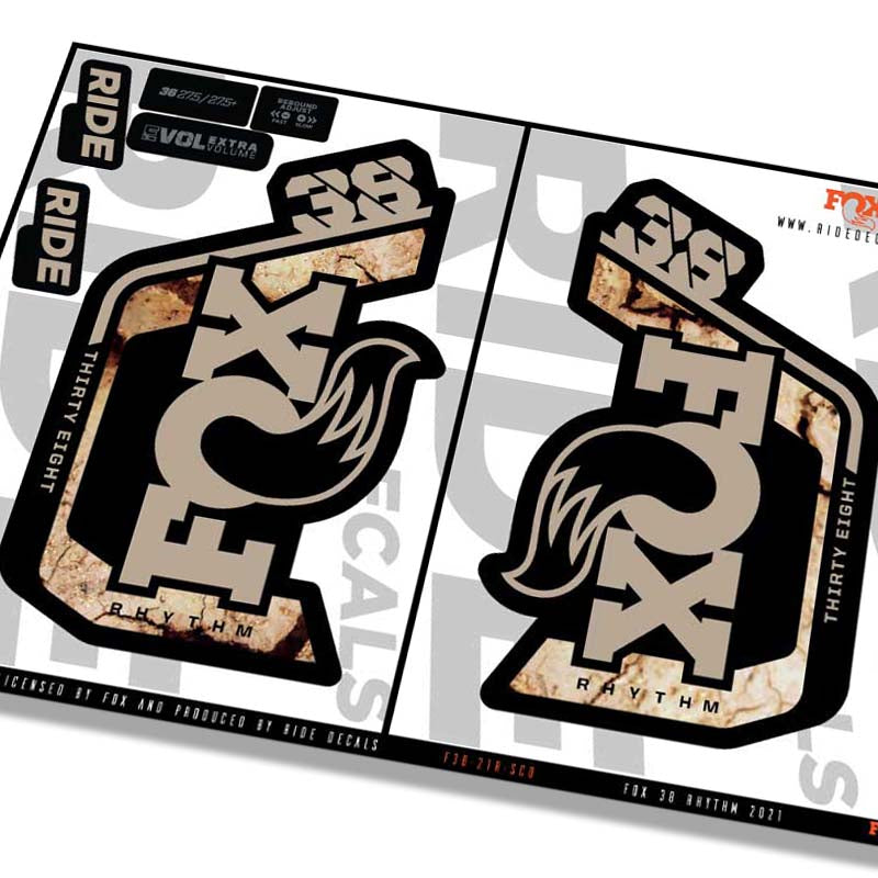 Fox 38 Rhythm fork decals- scorched earth- ride decals
