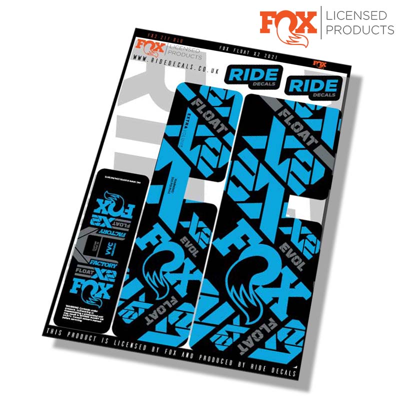 Fox Float-X2 Factory shock Stickers- blue- ride decals