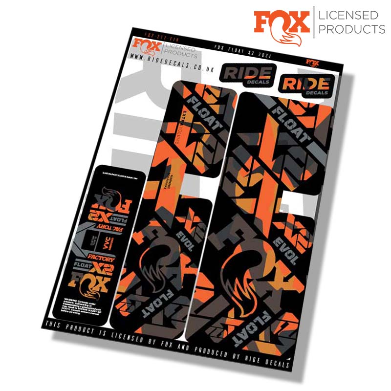 Fox Float-X2 Factory shock decals- Fire Camo- ride decals
