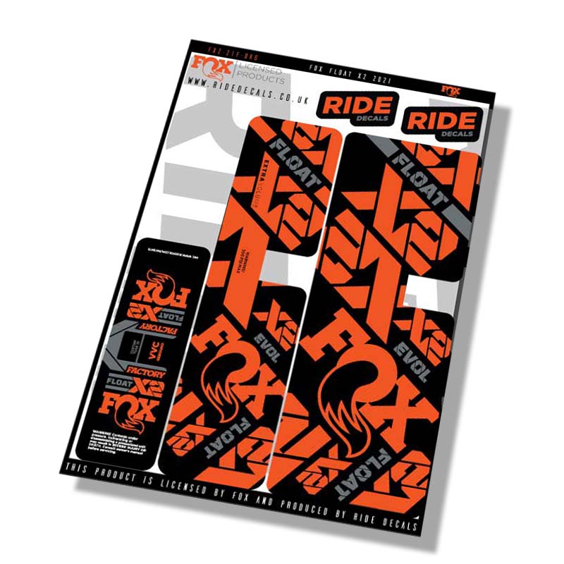Fox Float-X2 Factory 2021 shock Decals Orange Licensed by Fox