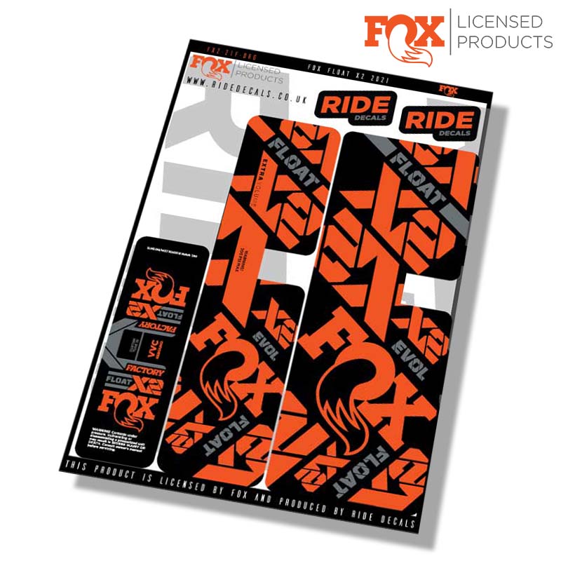 Fox Float-X2 Factory 2021 shock Decals - Orange - Licensed by Fox