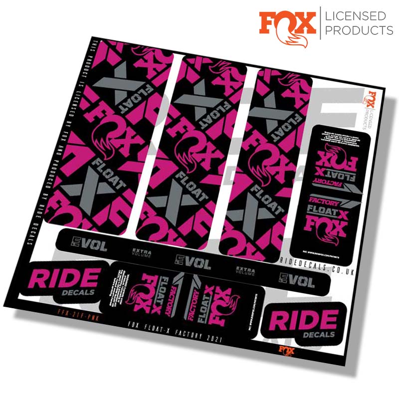 Fox Float-X Factory shock decals- pink- ride decals
