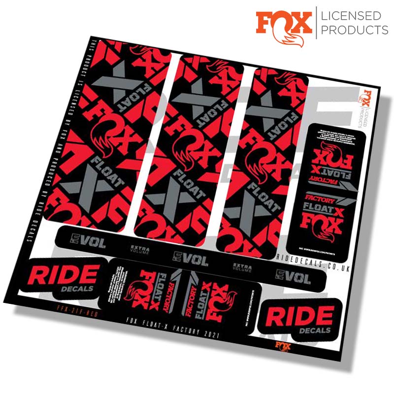 Fox Float-X Factory shock decals- red- ride decals