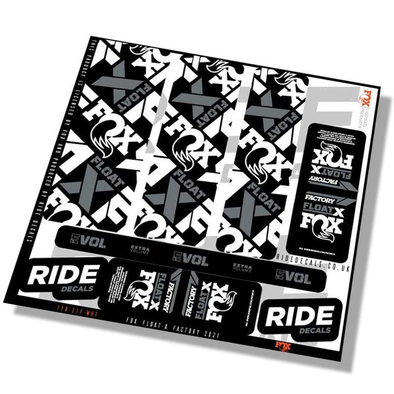 Fox Float-X Factory shock decals- white- ride decals