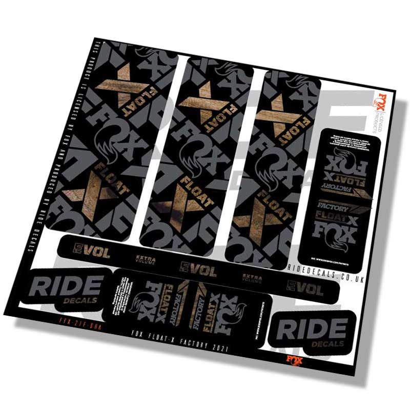 Fox Float-X Factory shock decals- woodgrain- ride decals