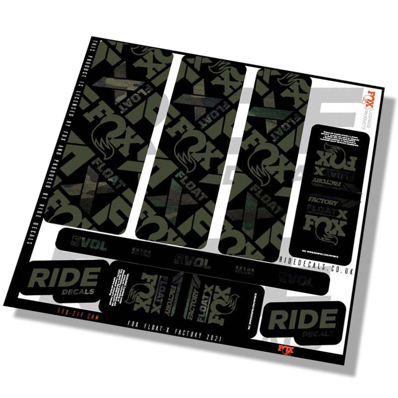 Fox Float-X Factory shock decals- camo- ride decals