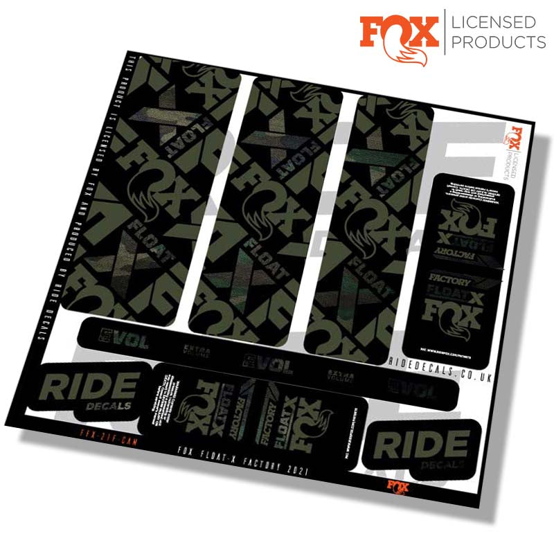 Fox Float-X Factory shock decals- camo- ride decals