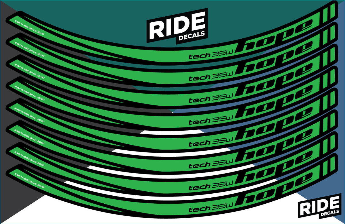 Hope Tech 35W 27.5 Rim Decal/Sticker Set - Green