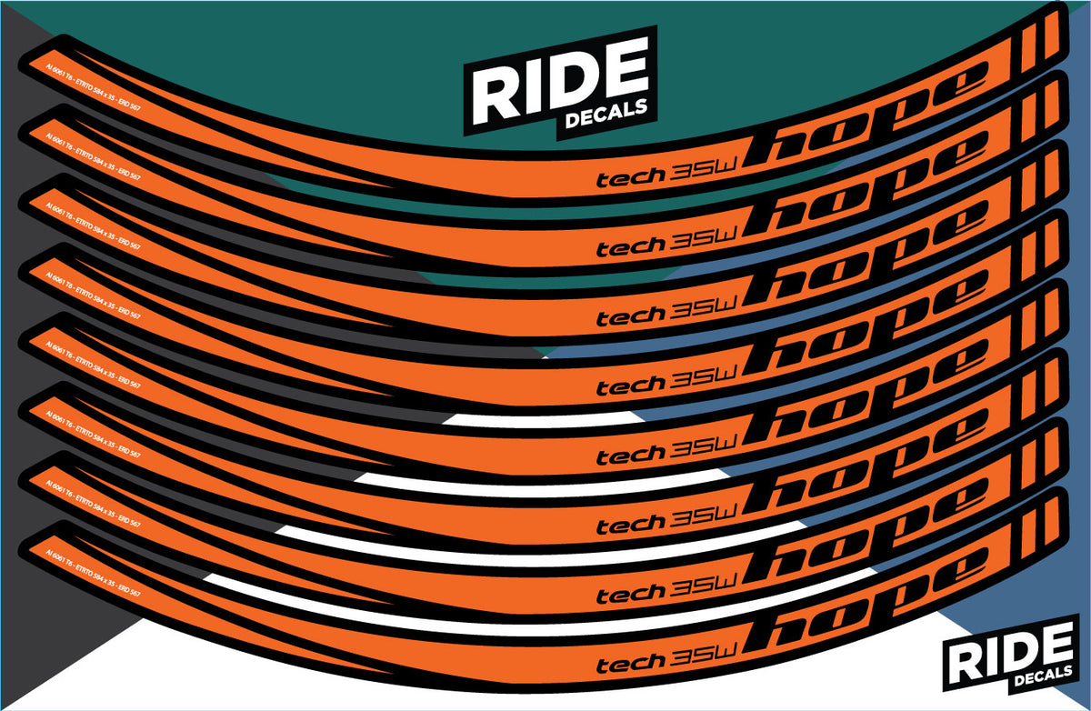 Hope Tech 35W 27.5 Rim Decal/Sticker Set - Orange