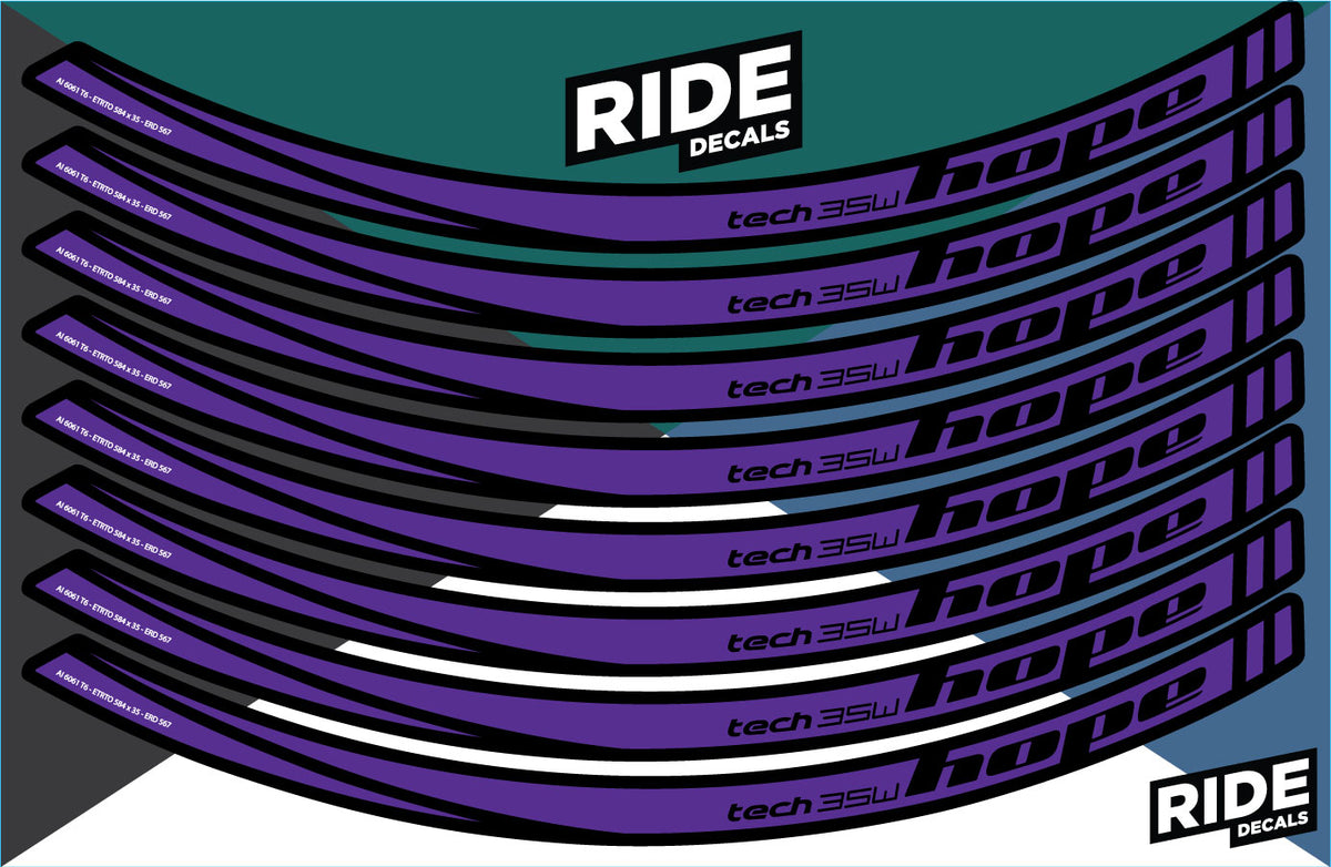 Hope Tech 35W 27.5 Rim Decal/Sticker Set - Purple