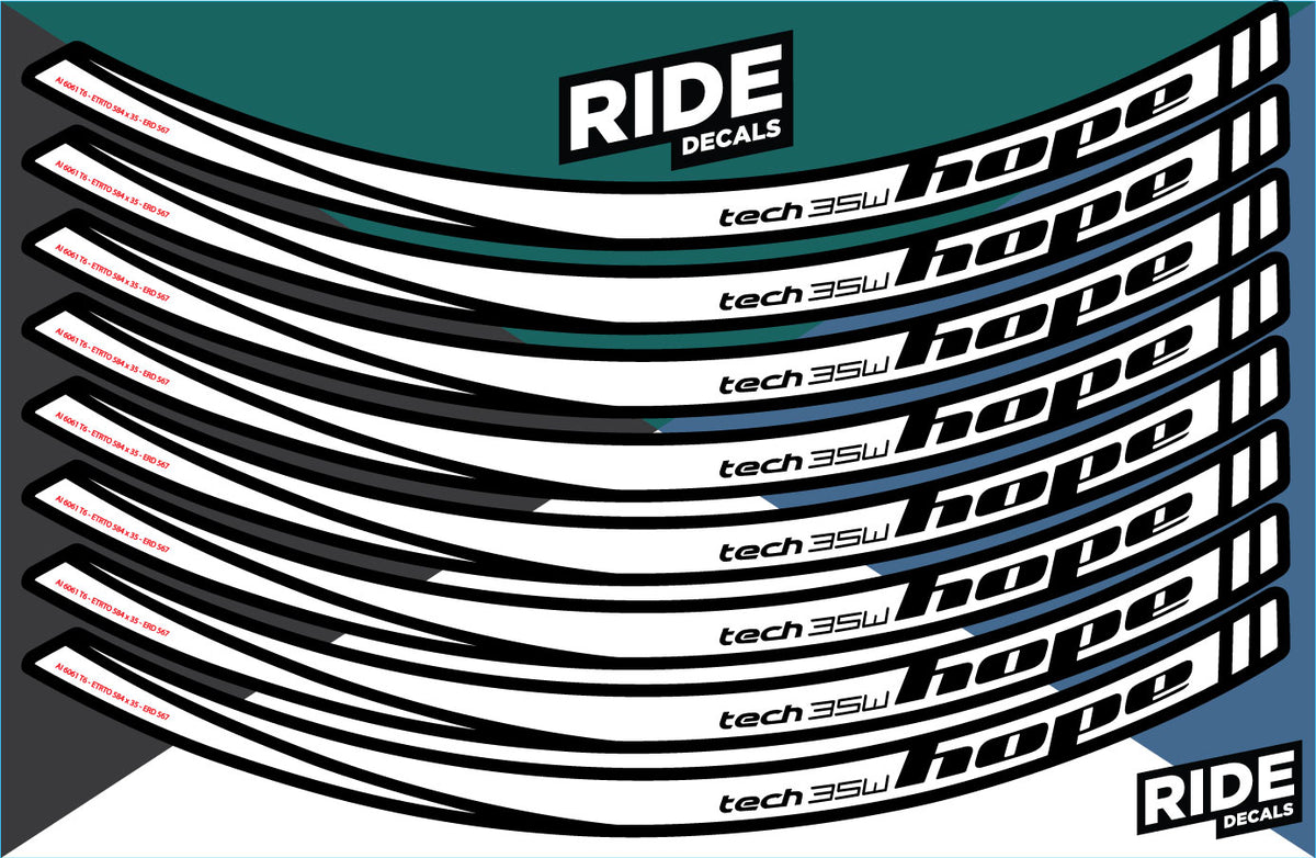 Hope Tech 35W 27.5 Rim Decal/Sticker Set - White