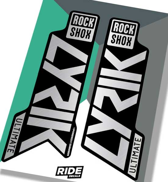 RockShox Lyrik Ultimate [MY20] Fork Stickers - Black and Metallic Silver by Ride Decals