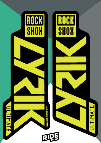 RockShox Lyrik Ultimate Stickers - Yellow - Ride Decals
