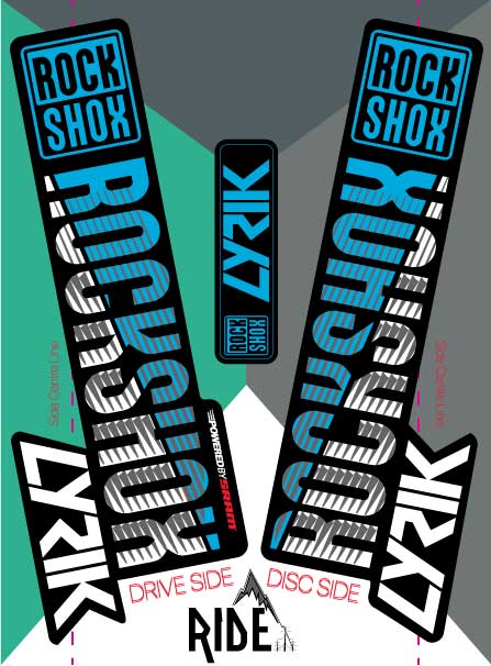 blue rockshox lyrik decals - ride decals