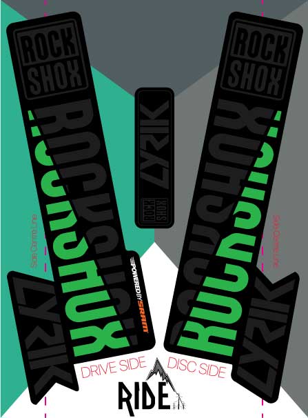 RockShox Lyrik 2018 Green/Black Replica Decals.