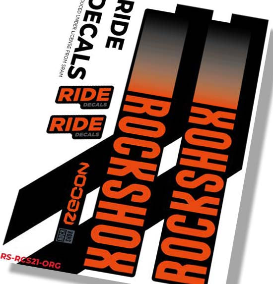 Orange RockShox Recon Silver Boost Decals Fork Stickers