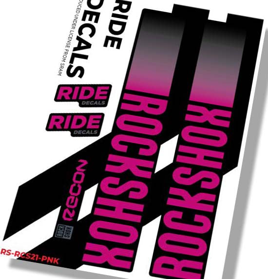 Pink RockShox Recon Silver Boost Decals Fork Stickers