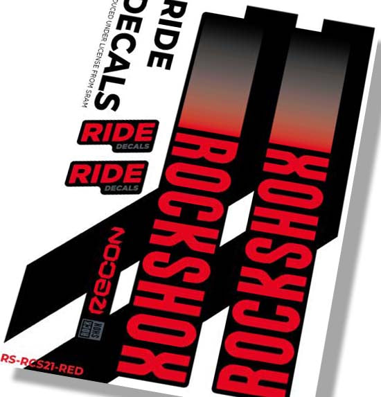 Red RockShox Recon Silver Boost Decals Fork Stickers