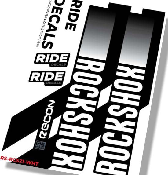 White RockShox Recon Silver Boost Decals Fork Stickers
