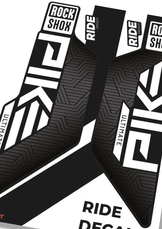 White RockShox Pike Flight Attendant Decals Fork Stickers