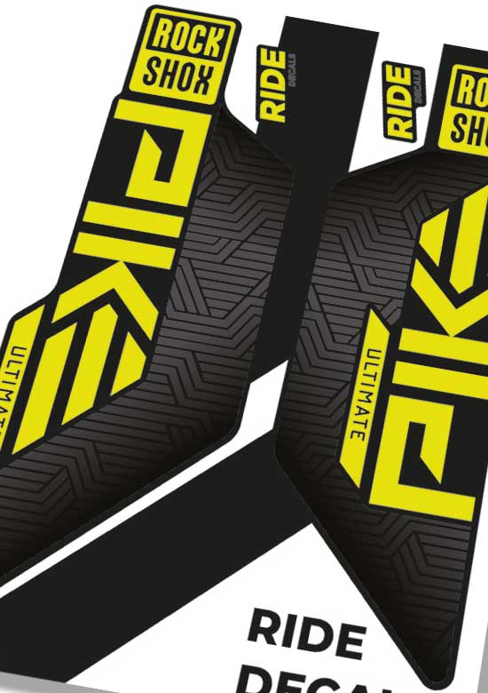 Yellow RockShox Pike Flight Attendant Decals Fork Stickers