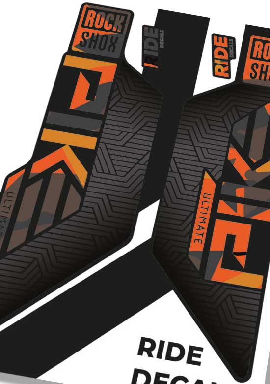 Fire Camo RockShox Pike Flight Attendant Decals Fork Stickers