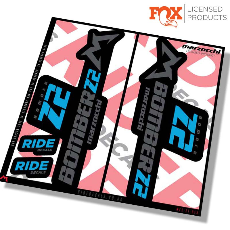 Marzocchi Z2 fork Stickers- blue- ride decals