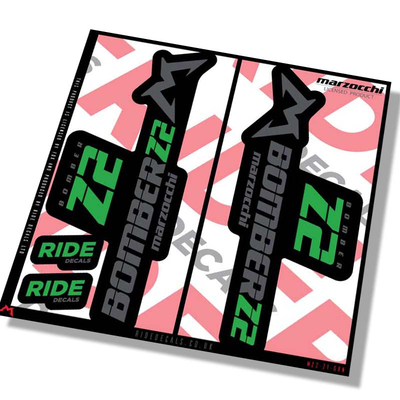 Marzocchi Z2 fork decals- green- ride decals