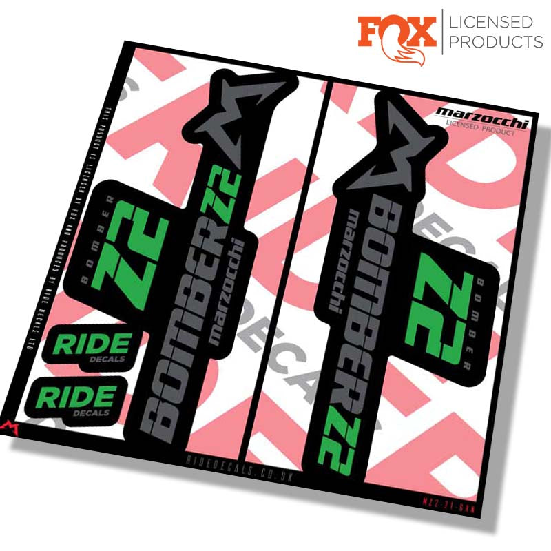 Marzocchi Z2 fork Stickers- green- ride decals