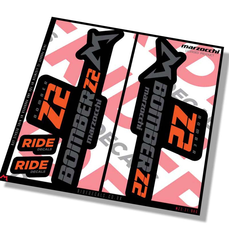 Marzocchi Z2 fork decals- orange- ride decals