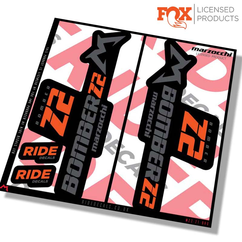 Marzocchi Z2 fork decals- orange- ride decals