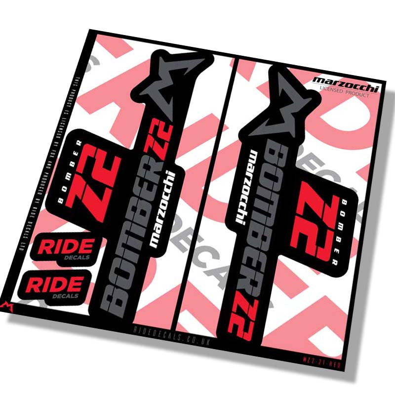 Marzocchi Z2 fork decals- red- ride decals