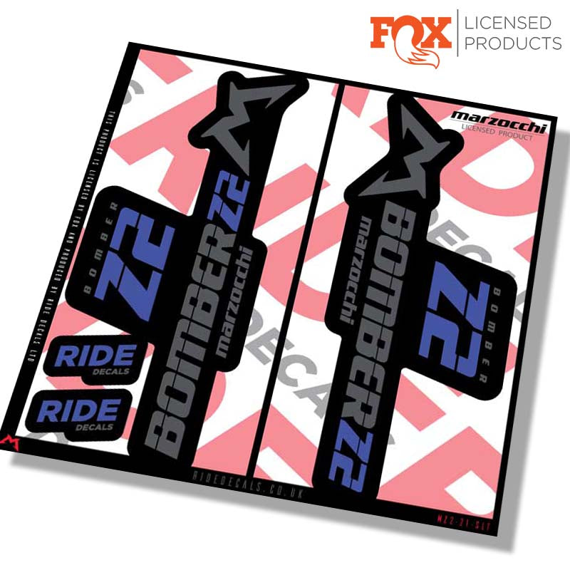 Marzocchi Z2 fork Stickers- slate blue- ride decals