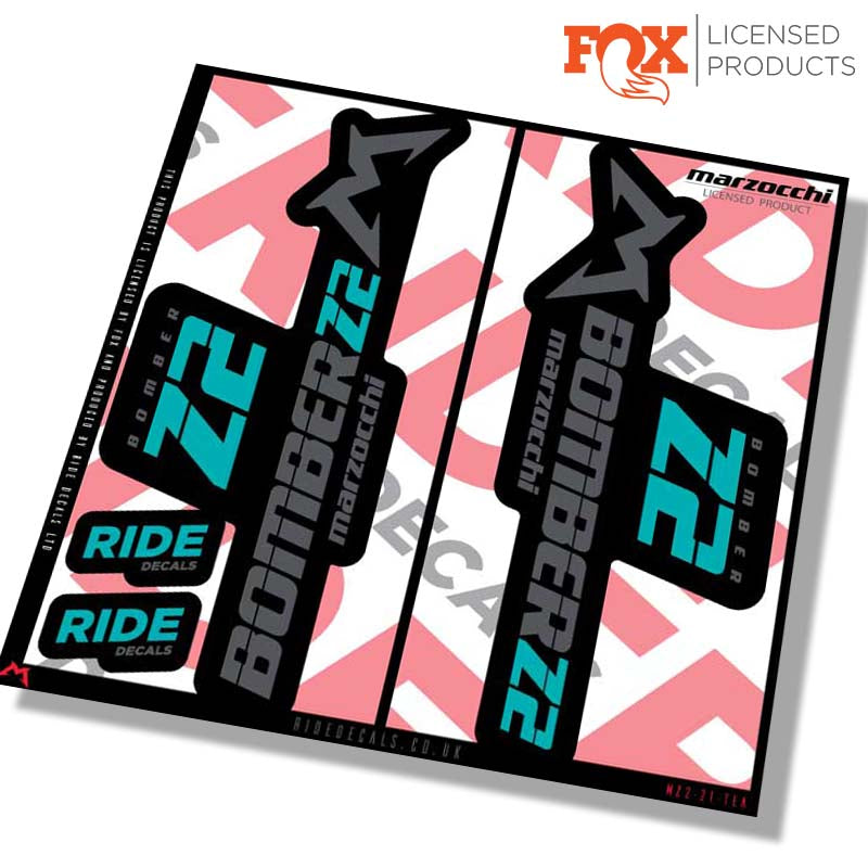 Marzocchi Z2 fork Stickers- teal- ride decals
