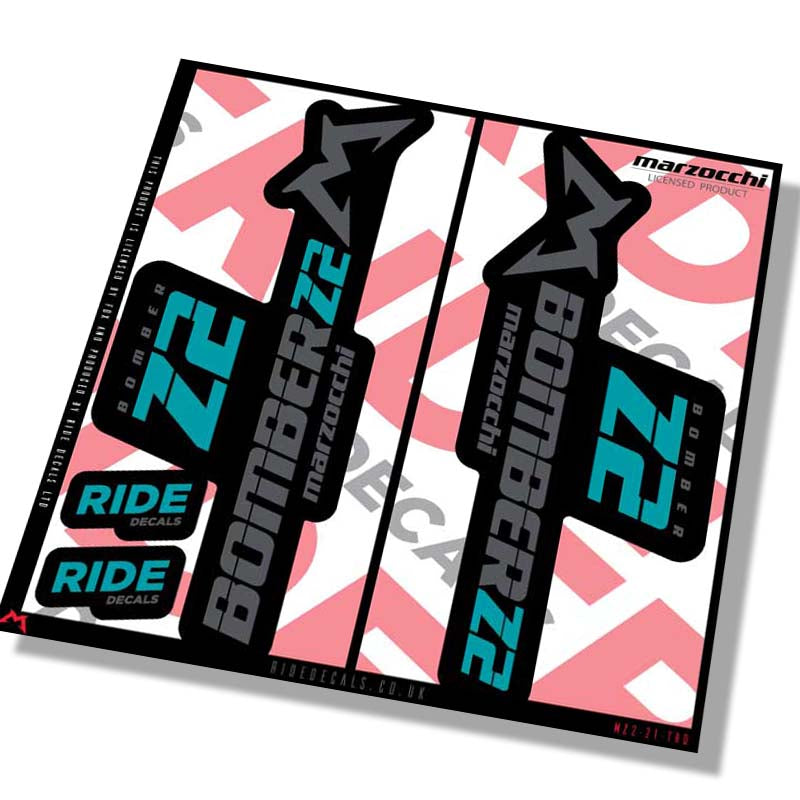 Marzocchi Z2 fork decals- turq- ride decals