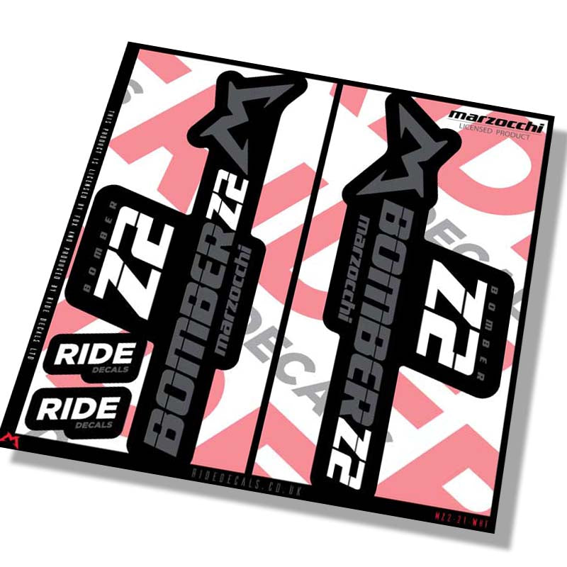 Marzocchi Z2 fork decals- white- ride decals