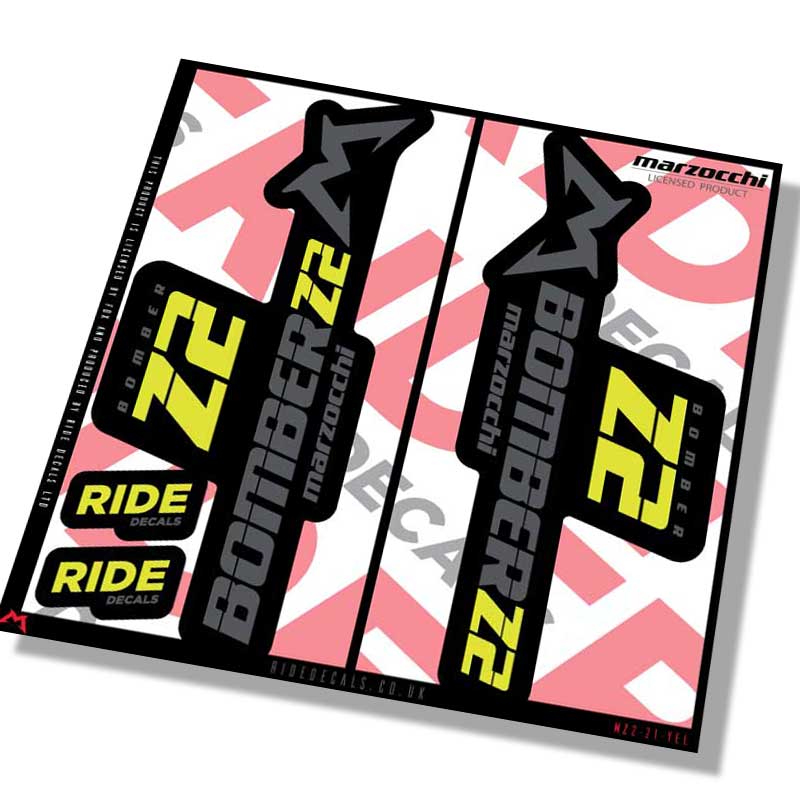 Marzocchi Z2 fork decals- yellow- ride decals
