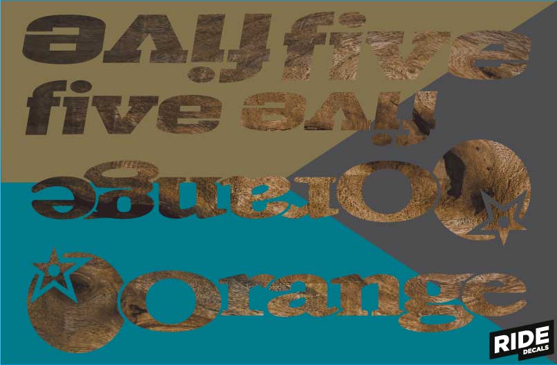 Orange Five Decal Kits, Wood Grain, Ride Decals, Made in the UK