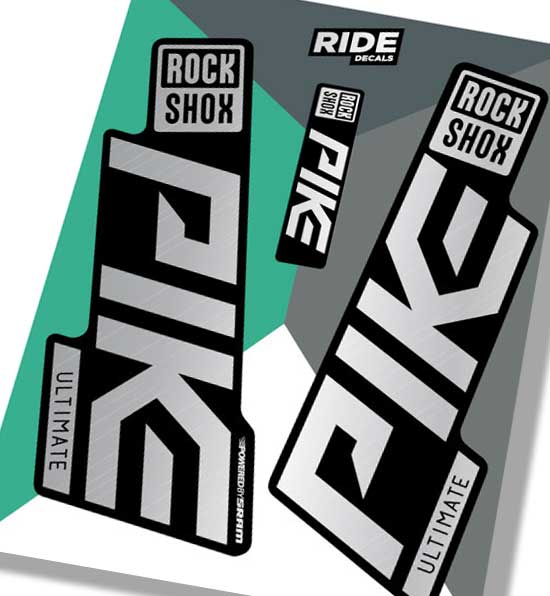 RockShox Pike Ultimate Fork Stickers - Black and Silver by Ride Decals