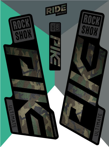 Rockshox pike ultimate decals sticker sets - camo - ride decals