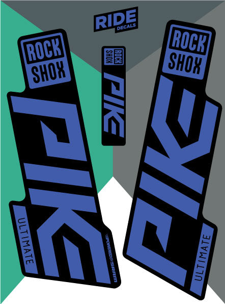 Rockshox pike ultimate decals sticker sets - slate blue - ride decals