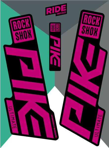 Rockshox pike ultimate decals sticker sets - pink - ride decals