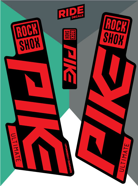 Rockshox pike ultimate decals sticker sets - red - ride decals