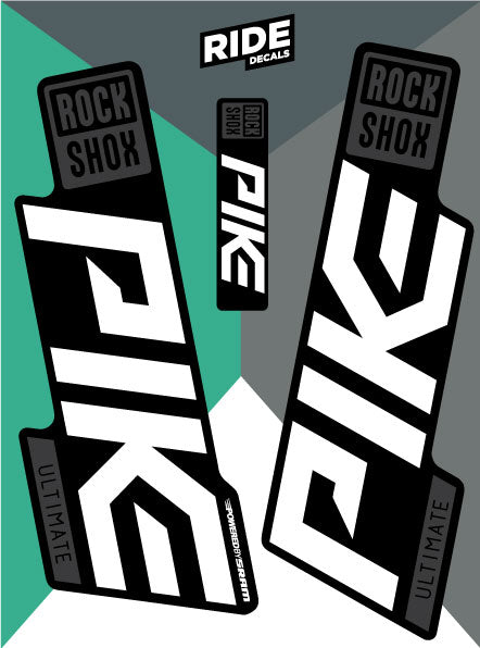 Rockshox pike ultimate decals sticker sets - white - ride decals