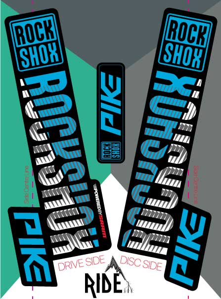 rockshox 2018 pike decals/stickers blue and white