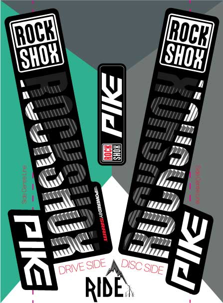 Rockshox Pike 2018 Decals | Black & White | Ride Decals